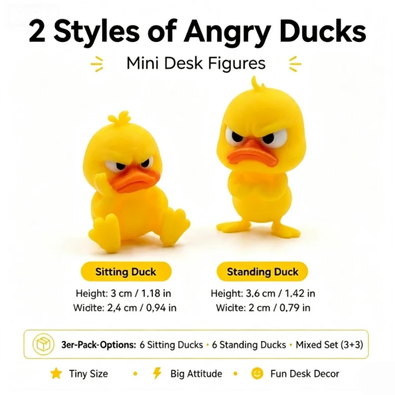 Quacko Angry Duck Collection – Sarcastic Desk Figurines, Funny Decor for Office Workspace & Home Shelves
