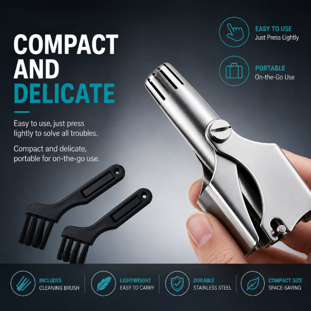 DAILYARD™ Manual Nose Hair Trimmer – Stainless Steel 360° Trimmer, Waterproof & No Battery Required