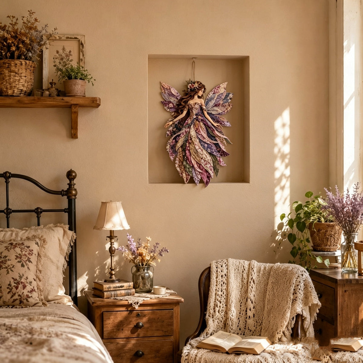 🧚♀️🌸 Premium Fairy Patchwork DIY Kit | High-Quality Layered Fabric with Floral Wings DIY Handmade Fantasy Wall Decor ✨