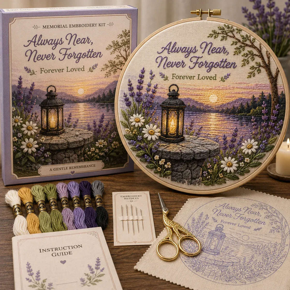 ⏳ Last Day 49% OFF –🕊️Beginner-Friendly Memorial Needlework Kit | Complete DIY Set with Pre-Printed Fabric, Wooden Hoop, Floss, Needles & Step-by-Step Guide Included ✨
