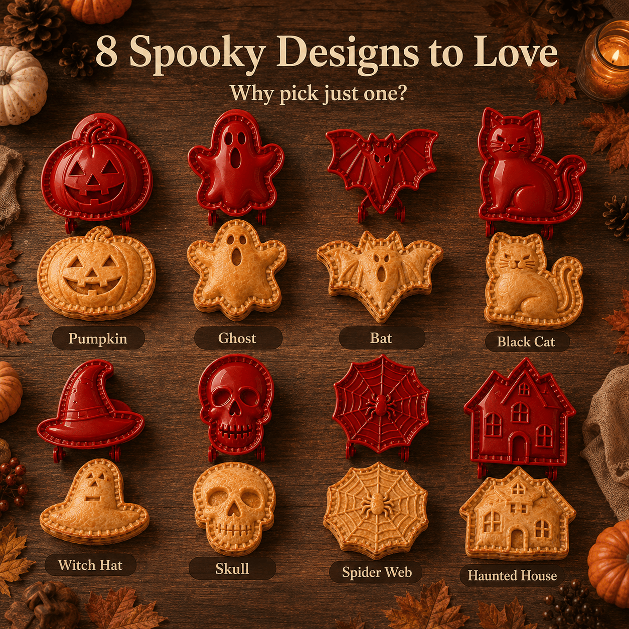👻 Halloween Mini Pie Molds (Set of 8) – Easy Spooky Baking with Kids for Party Treats!
