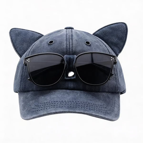 🧢Y2K Cat Ear Trucker Hat with Detachable Sunglasses Vintage