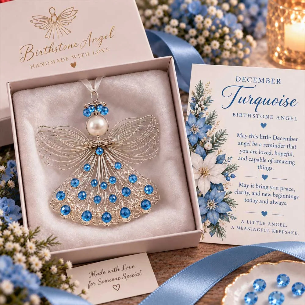 ⏳ Last Day 49% OFF – 👼Handmade Birthstone Angel Wire Ornament |12 Meaningful Birthstone Colors with Keepsake Card ✨