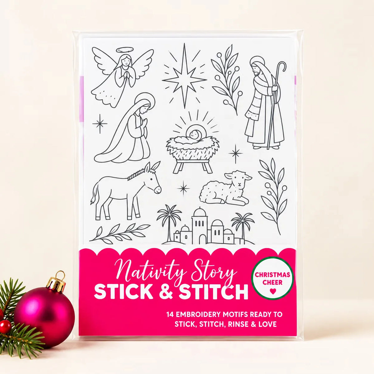 🎄Christmas Stick & Stitch Embroidery Pattern Pack – 5 Sheets / 70 Wash-Away Embroidery Motifs🧵