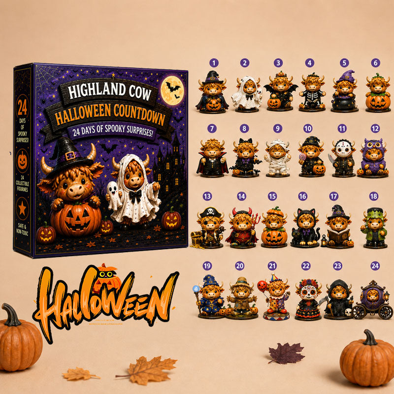 ๐ฎ๐3D Highland Cow Halloween Countdown Calendar โ 24-Day Surprise Box with Collectible Mini Figures
