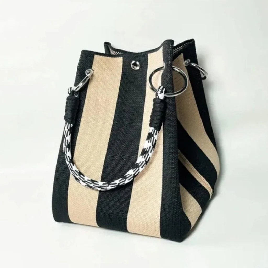 🏆👜 Limited-Time Sale: 43% OFF 🌴 Boho Striped Knit Bucket Handbag for Women – Handmade Summer Beach Shoulder Bag