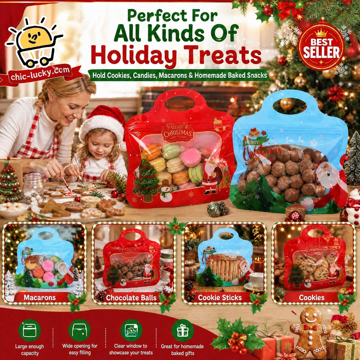 ๐LAST DAY SALE 50% OFF!!๐Easy Fill, Easy Seal๐ Festive Self-Seal Treat Bags โ Santa & Snowman Print | Resealable, Food-Safe & Perfect for Cookies, Chocolates & Little Gifts ๐
โ