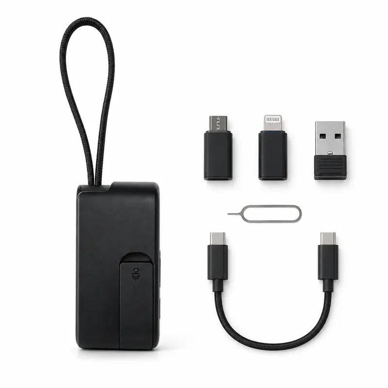 🔌Last Day 49% OFF – Pocket Travel Cable Kit – Usb-c Cable, 3 Adapters, Sim/tf Storage & Phone Stand