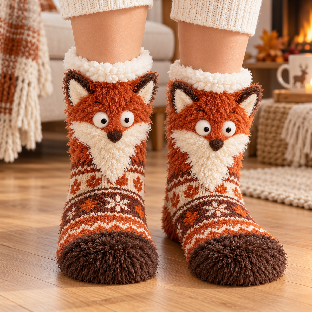 🦊🐦🦦🦉Cute 3D Animal Fuzzy Slipper Socks 🦊🐦🦦🦉