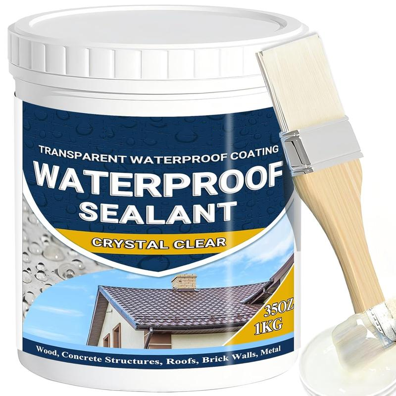 💧35oz Water-Based Transparent Waterproof Coating | Invisible Clear Sealant | Self-Leveling Waterproof Seal for Roof, Brick, Concrete, Wood & Metal Surfaces