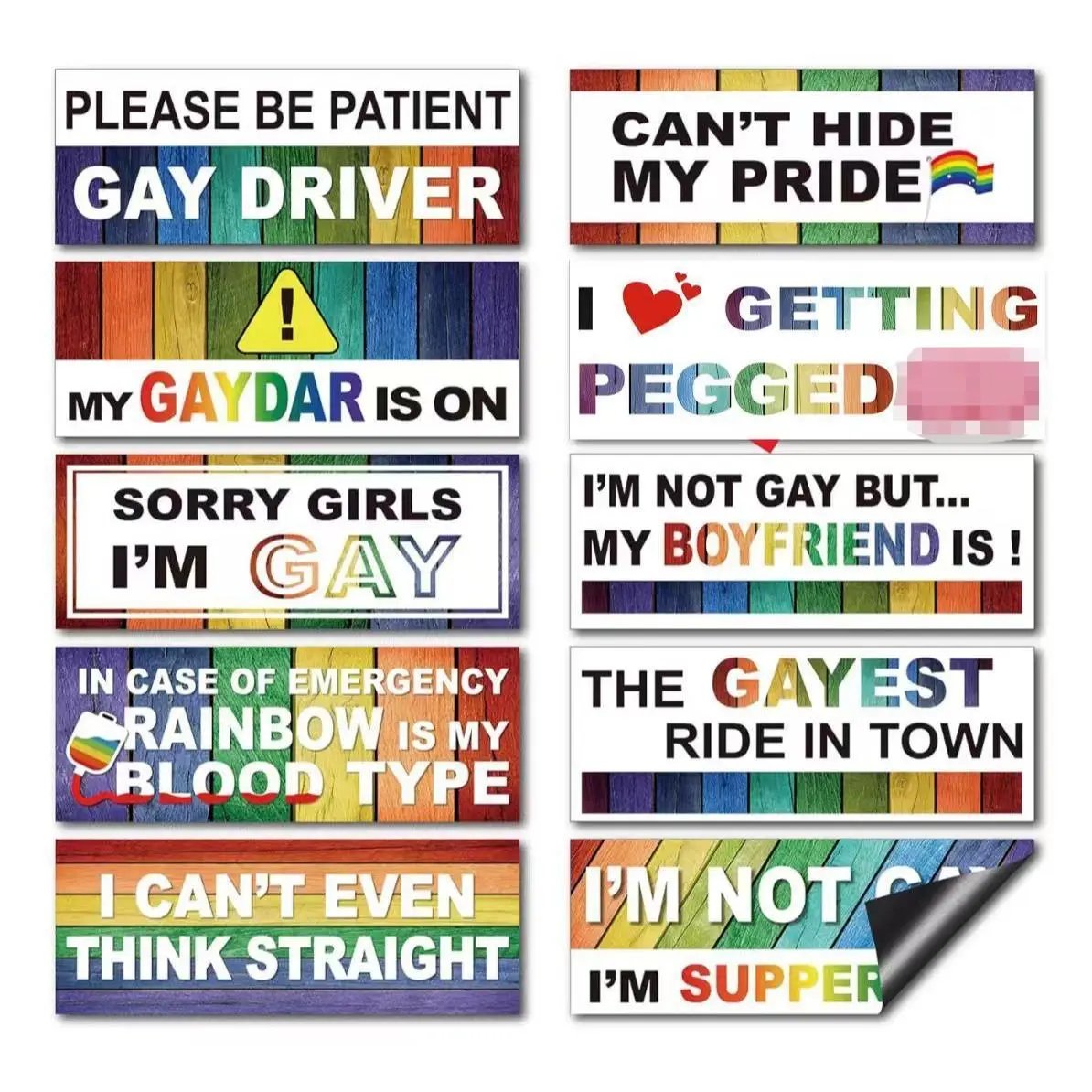 🚗12PCS Funny LGBT Rainbow Pride Prank Stickers