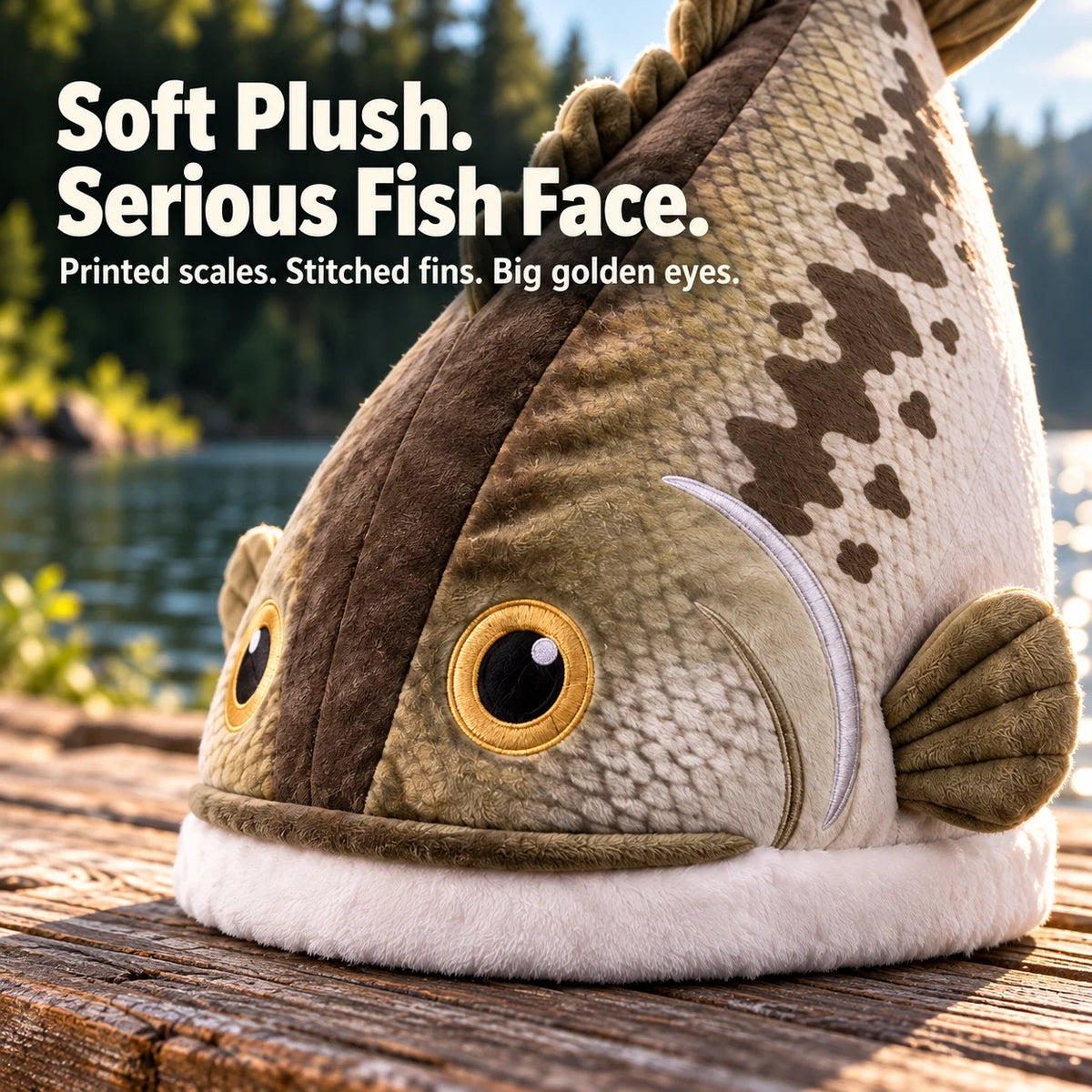 Last Day 49% OFF - ✨Big Bite Bass Tail-Flapping Plush Fish Hat