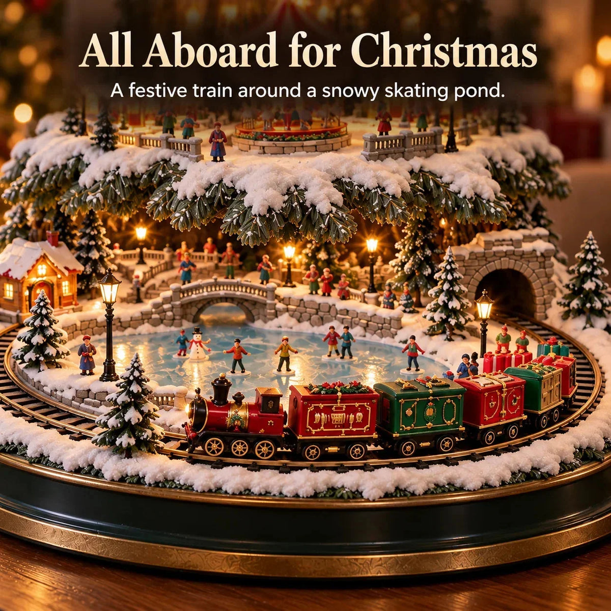 🔥 LAST DAY 49% OFF 🔥 🎄 Lighted Christmas Village Tree – Train, Carousel & Magical Holiday Glow ✨