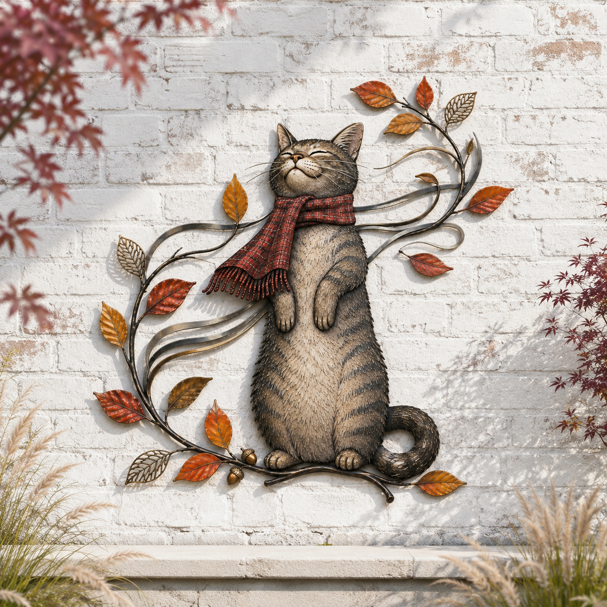šAutumn Cat Metal Wall Decorš±