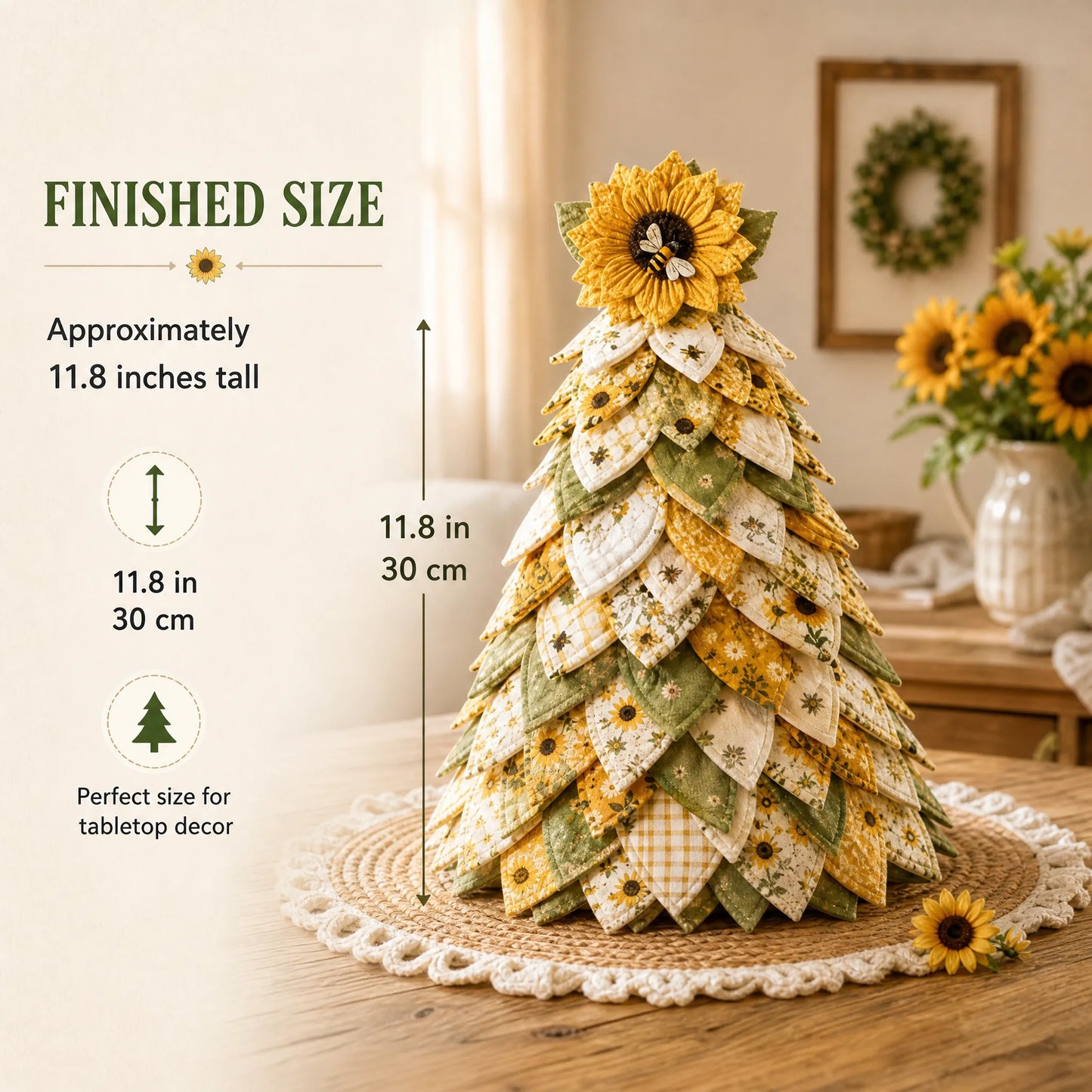 🔥🌻Sunflower Bee Garden Tree DIY Kit-Handmade Fabric Tabletop Tree Decor