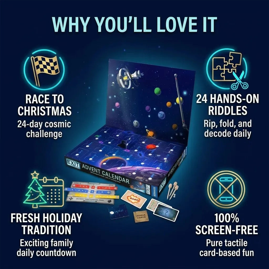๐ LAST DAY 49% OFF โ 24-Day Cosmic Escape Room Advent Calendar | 24 Screen-Free Riddles & Hands-On Puzzles for a Galactic Christmas Countdown ๐งฉ๐