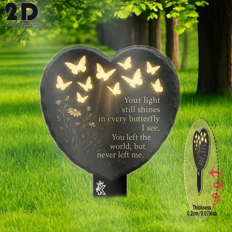 š¦š Unique Butterfly Heart-Shaped Floral Acrylic Outdoor Memorial Plaque