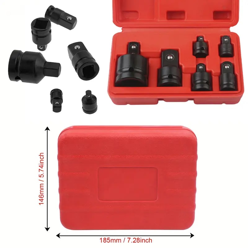6-Piece Impact Socket Adapter Set | Cr-V Steel SAE Adapter Conversion Kit