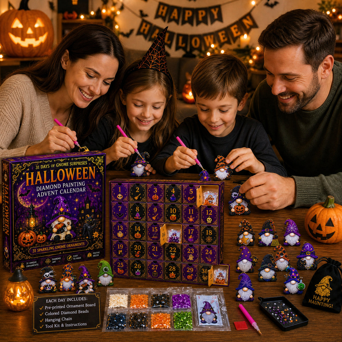 ๐31 days of halloween diamond painting surprises diy gnome advent calendar
