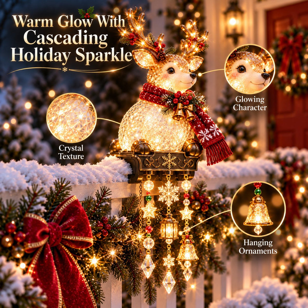 ๐ Christmas Porch Railing Lights โ 4 Festive Character Designs