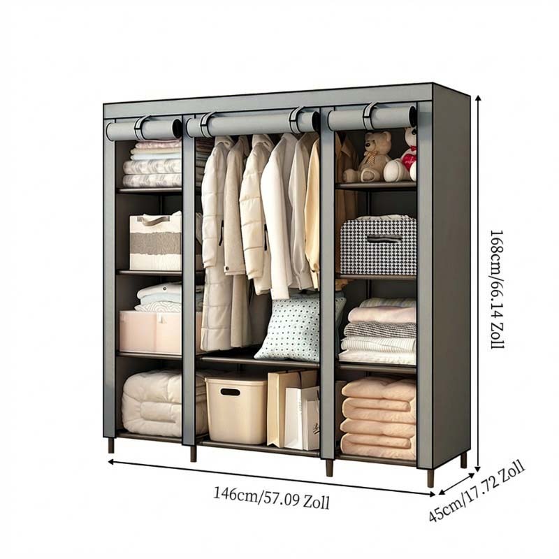 🧥49% OFF NOW! Easy‑to‑Assemble Portable Non‑Woven Fabric Wardrobe, Large‑Capacity Freestanding Closet, Sturdy Frame, Multi‑Compartment Storage for Clothes, Bedding & Household Items