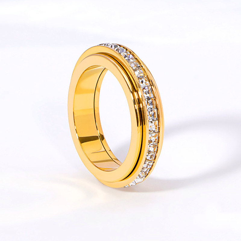 📢📢44% OFF !! ⏰Titanium Steel Rotatable Spinner Ring with Zirconia