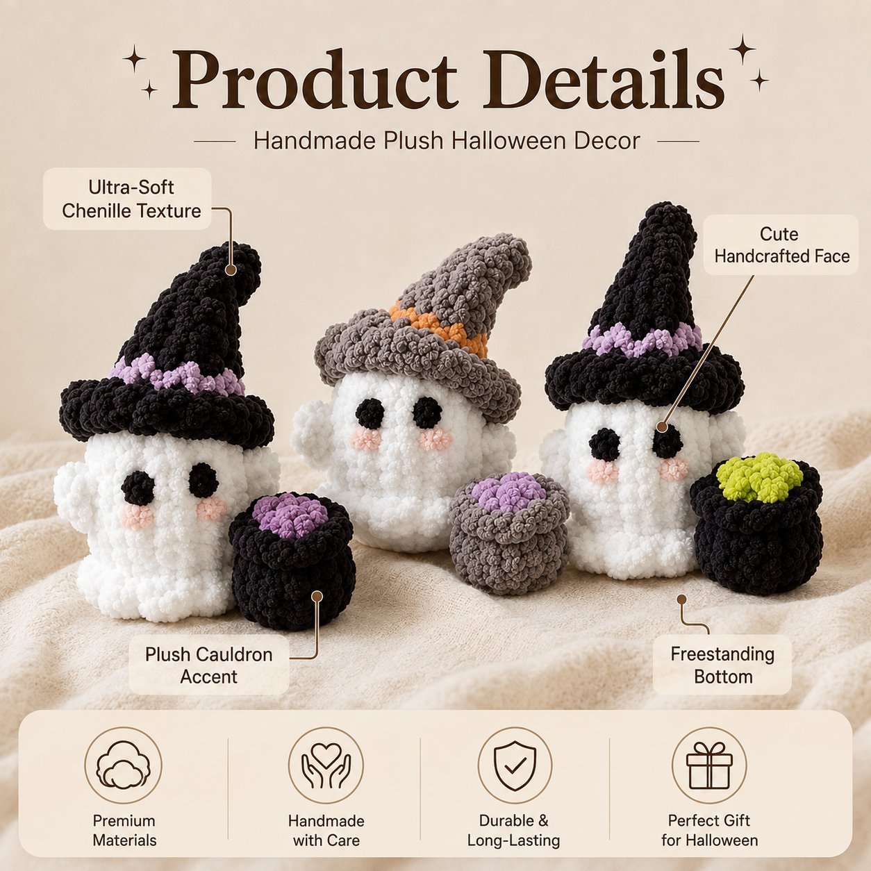 👻 Crochet Witch Ghost Decor — Cute, Cozy & Spooky! 🧙‍♀️✨