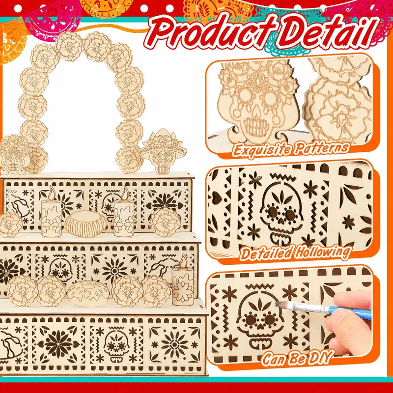 🔥Last Day 49% OFF - 🎃🏵️Day of the Dead Wooden Altar Display Set | 💕Death is not the end of life, forgetting is(📦Buy 2 Free Shipping)