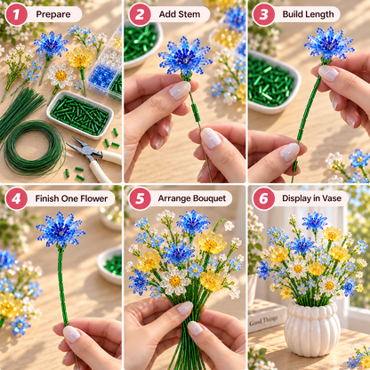 ⏳ Last Day 48% OFF –🌼✨DIY Beaded Wildflower Bouquet Kit – Handmade Crystal Flower Craft Set🌸✨