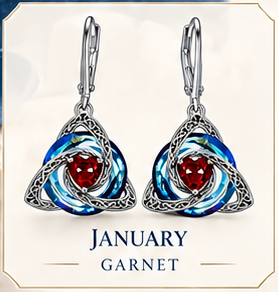 🛡️Celtic Knot Birthstone Drop Earrings – 12 Birth-Month Colours, One Meaningful Gift✨