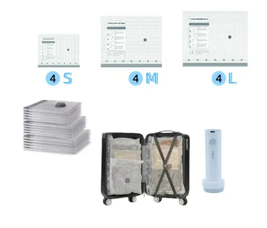 Cordless Travel Vacuum Storage Compression Bag Set