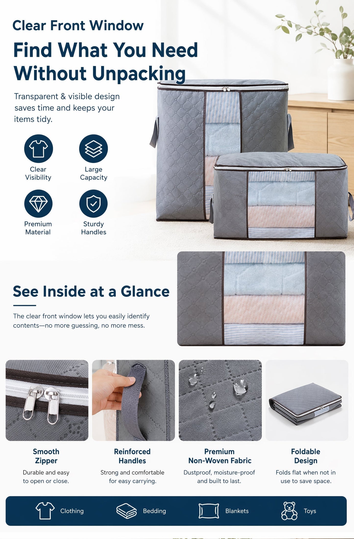 🏆Last Day Sale ONLY ￡9.99!!🔥90L Heavy-Duty Storage Bag🏆Mothproof & Airtight with Clear Window🛏️ Thick, Airtight & Moving-Ready! 🇬🇧🧳