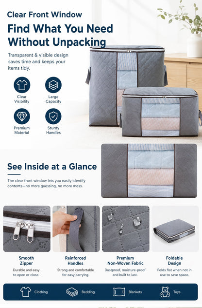 🏆Last Day Sale ONLY ￡9.99!!🔥90L Heavy-Duty Storage Bag🏆Mothproof & Airtight with Clear Window🛏️ Thick, Airtight & Moving-Ready! 🇬🇧🧳