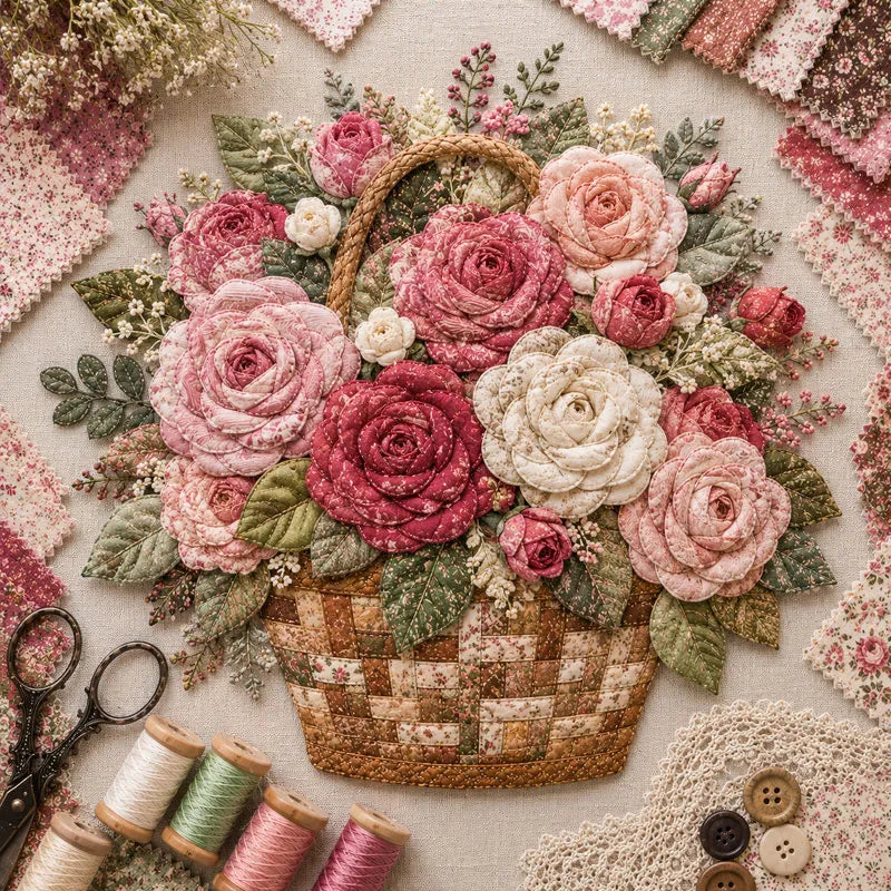 🌸Floral Basket Patchwork DIY Kit