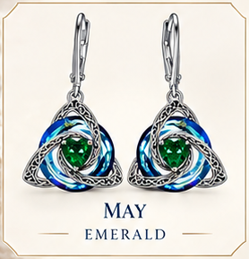 🛡️Celtic Knot Birthstone Drop Earrings – 12 Birth-Month Colours, One Meaningful Gift✨