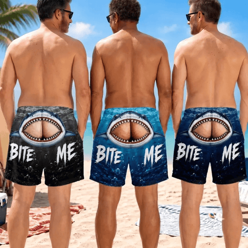 😂 Personalized Peekaboo Swim Trunks – Custom Name Cheeky Beach Shorts 🩳🌴**