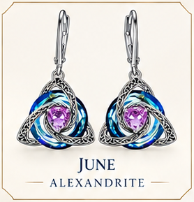 🛡️Celtic Knot Birthstone Drop Earrings – 12 Birth-Month Colours, One Meaningful Gift✨