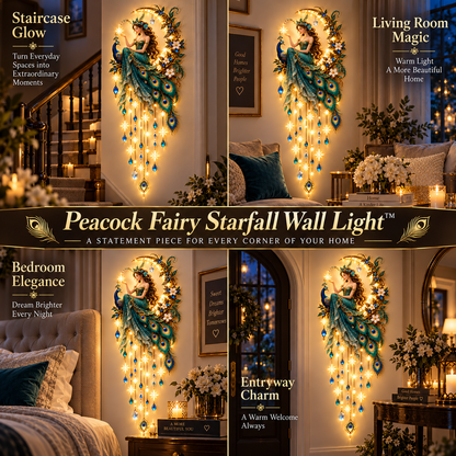 🔥 Last Day 49% OFF🦚 Peacock Fairy Starfall Wall Light