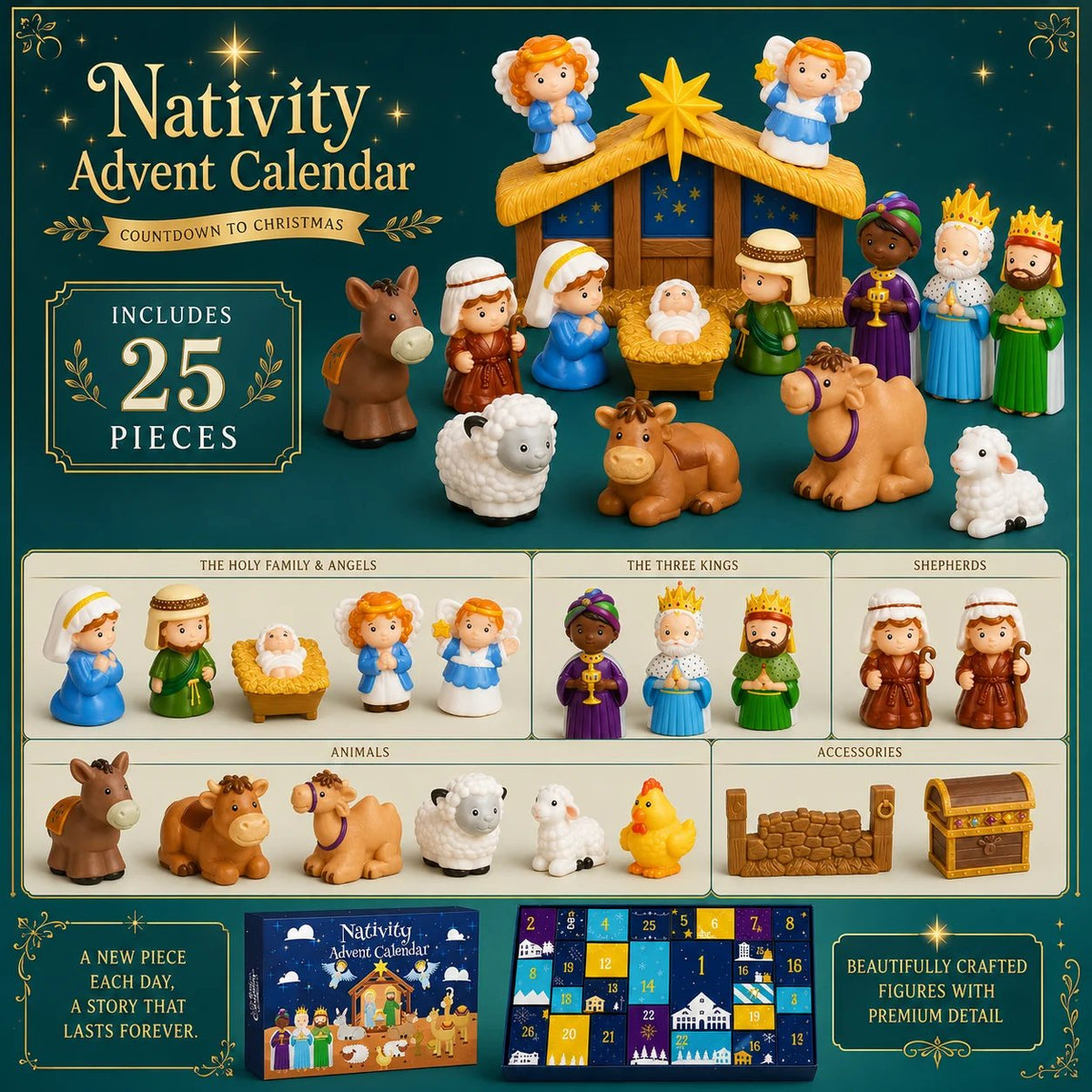✝️🙏2026 Nativity Advent Calendar – ✨25-Piece Christmas Story Set for Kids(📦Buy 2 Free Shipping)