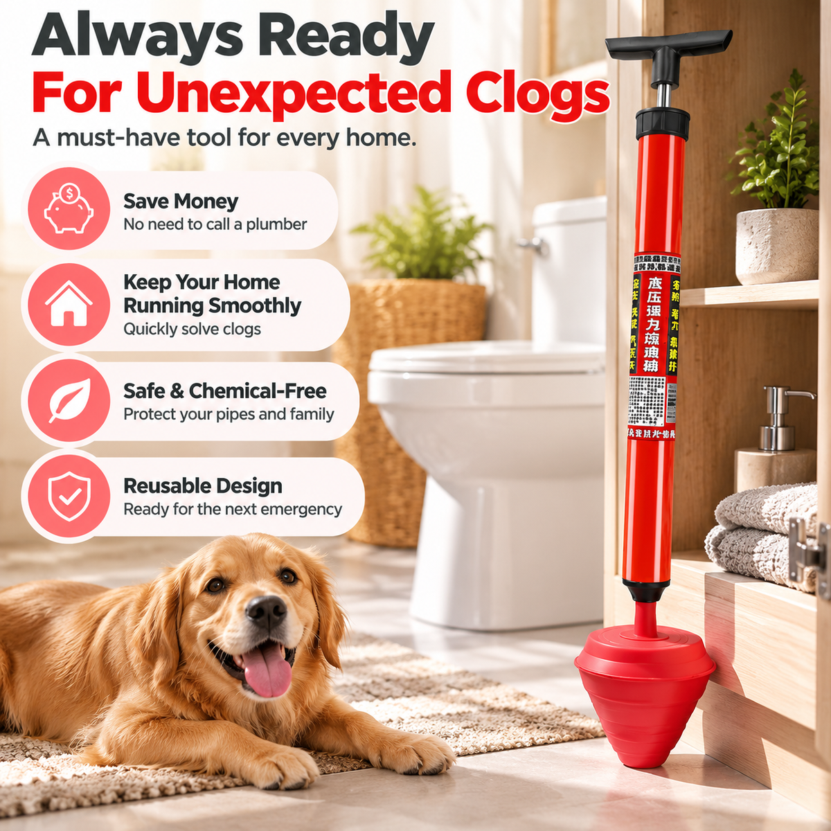 🚽 High Pressure Drain Cleaner – Powerful Toilet & Sink Clog Remover Tool