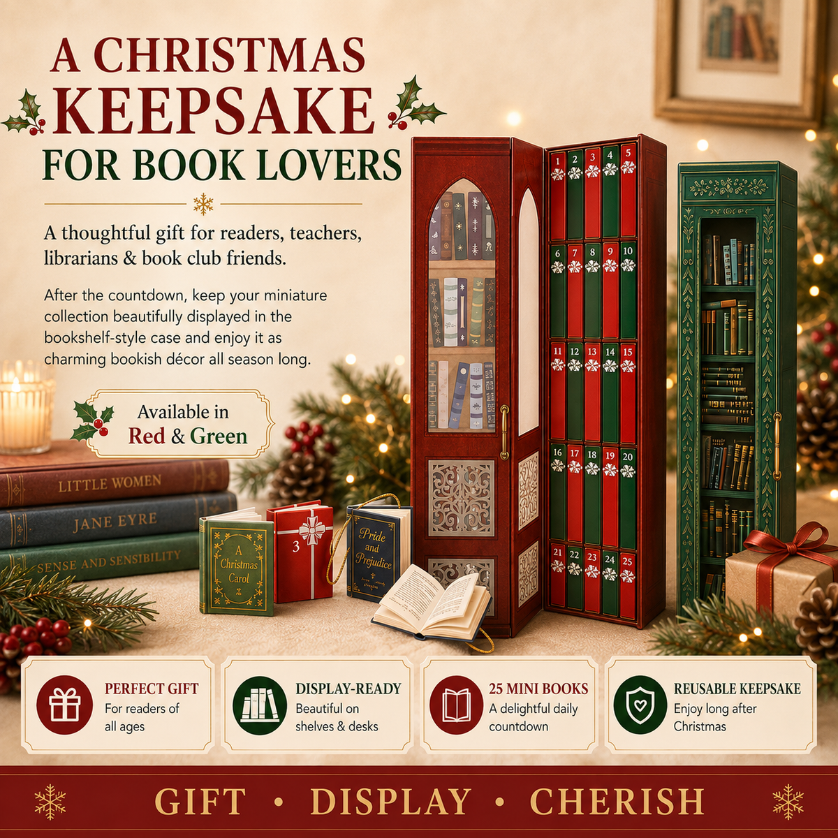 Last Day 49% OFF – 📚 25-Day Mini Book Advent Calendar – A Book Lover's Christmas Countdown
