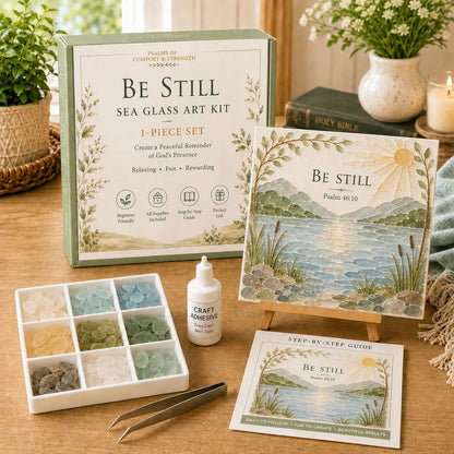 💥 LAST DAY 49% OFF - ✝️ Psalms of Comfort & Strength Sea Glass Art Kit