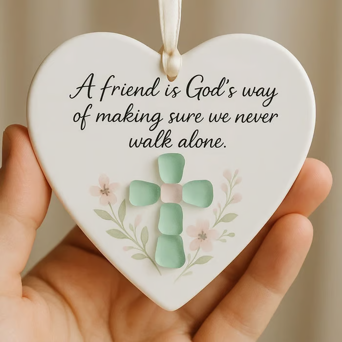 🎁Festive Offer · Now £6.99💕 ⏰Heart-Shaped Sea Glass Friendship Decor🌊✨ Shaped by Nature & Crafted by Hand💝