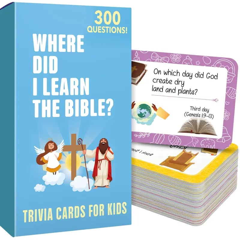 ✝️Bible Trivia Card Game – 300 Questions for Family Fun & Faith Learning (Ages 6+)