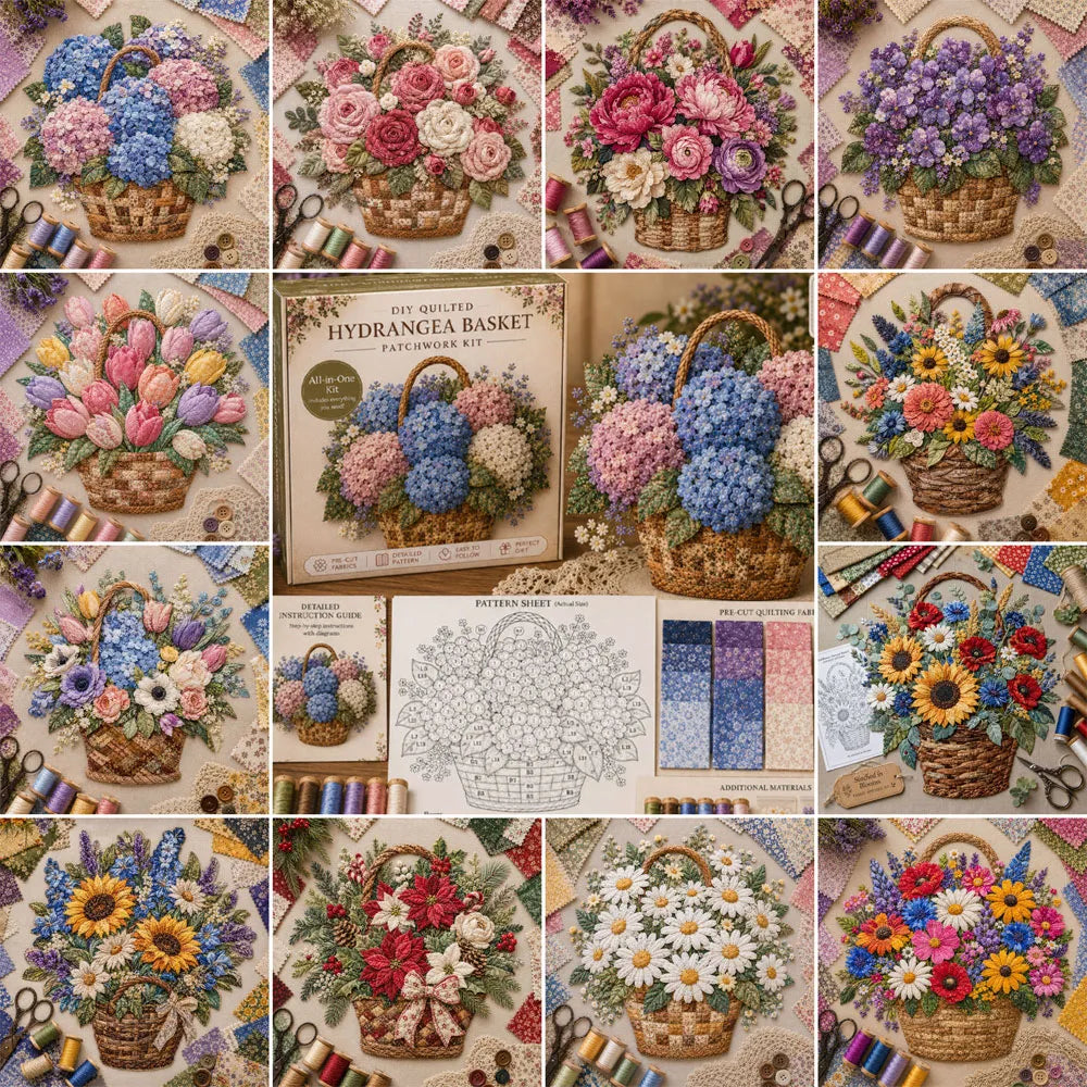 🌸Floral Basket Patchwork DIY Kit