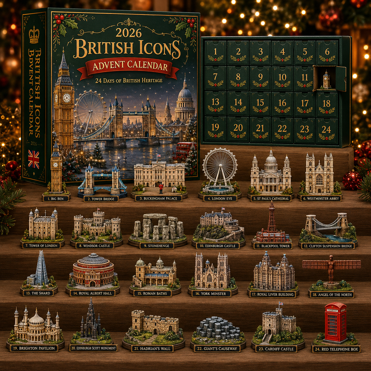 2026 UK Landmarks Advent Calendar – 24 Days of Iconic Architecture & Heritage Collectibles | Christmas Countdown Gift