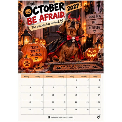 2027 Funny Dachshund Wall Calendar – Sarcastic Sausage Dog Calendar, A4 Monthly Dog Lover Gift