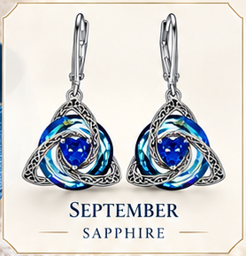 🛡️Celtic Knot Birthstone Drop Earrings – 12 Birth-Month Colours, One Meaningful Gift✨