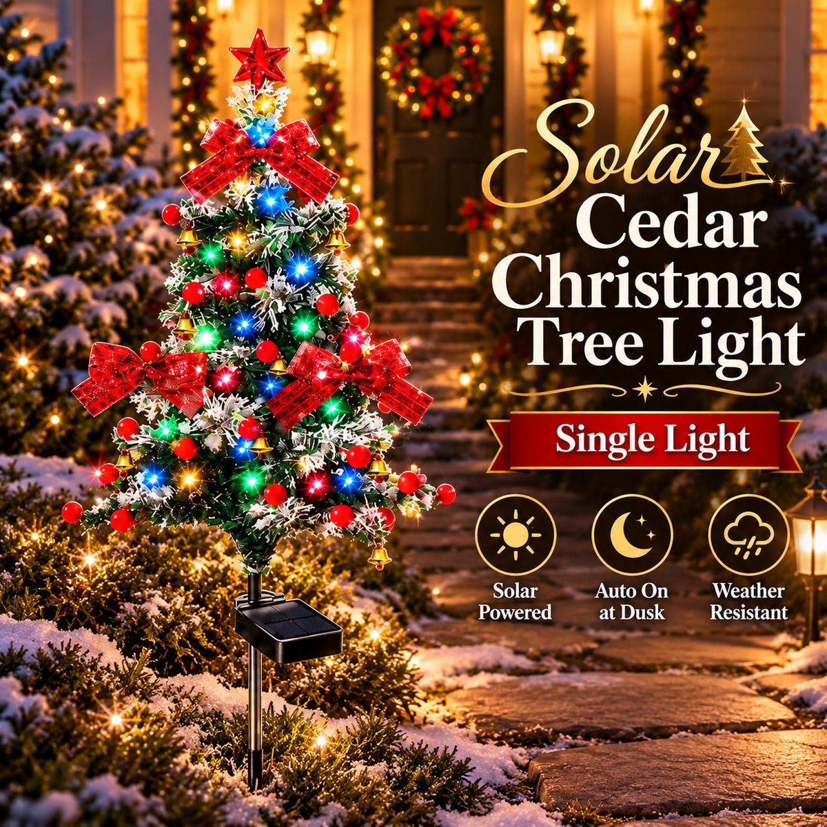 49% OFF 🔥 Solar Cedar Christmas Tree Lights | Festive Outdoor Holiday Decor