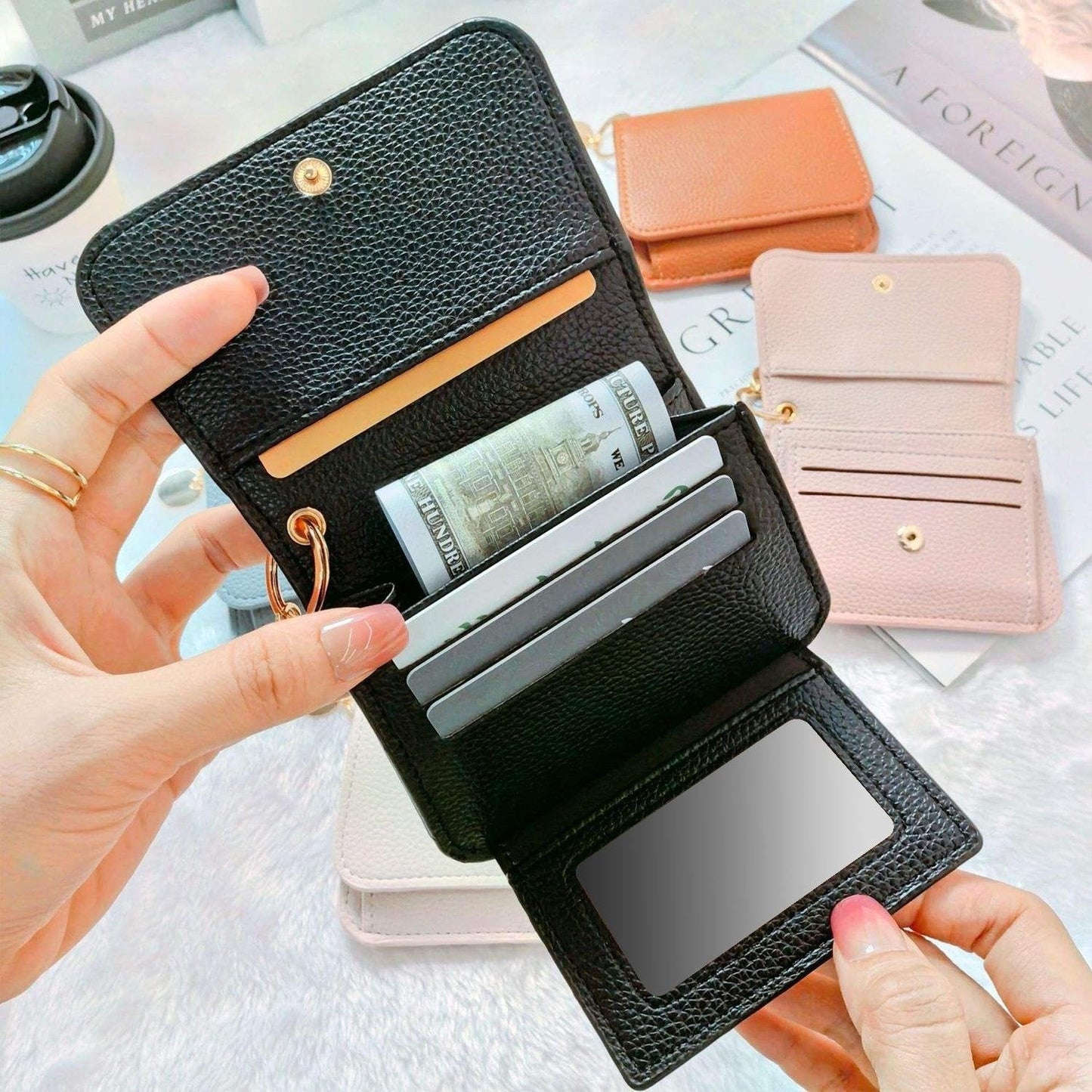 🌹RFID Short Wallets for Women – Fashionable Card Holder with Key Ring & Coin Purse
